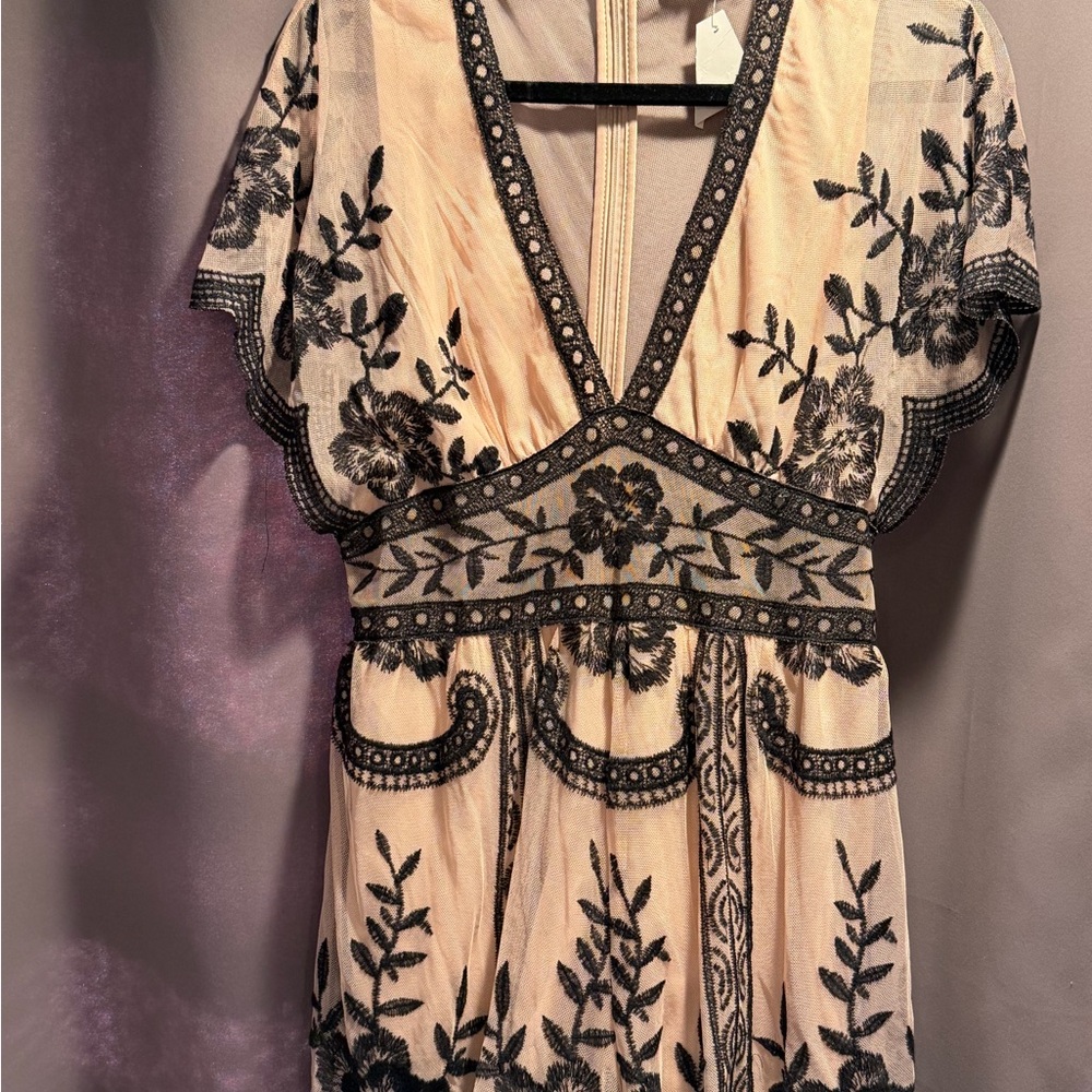 Honey Belle Black Lace Trim Romper